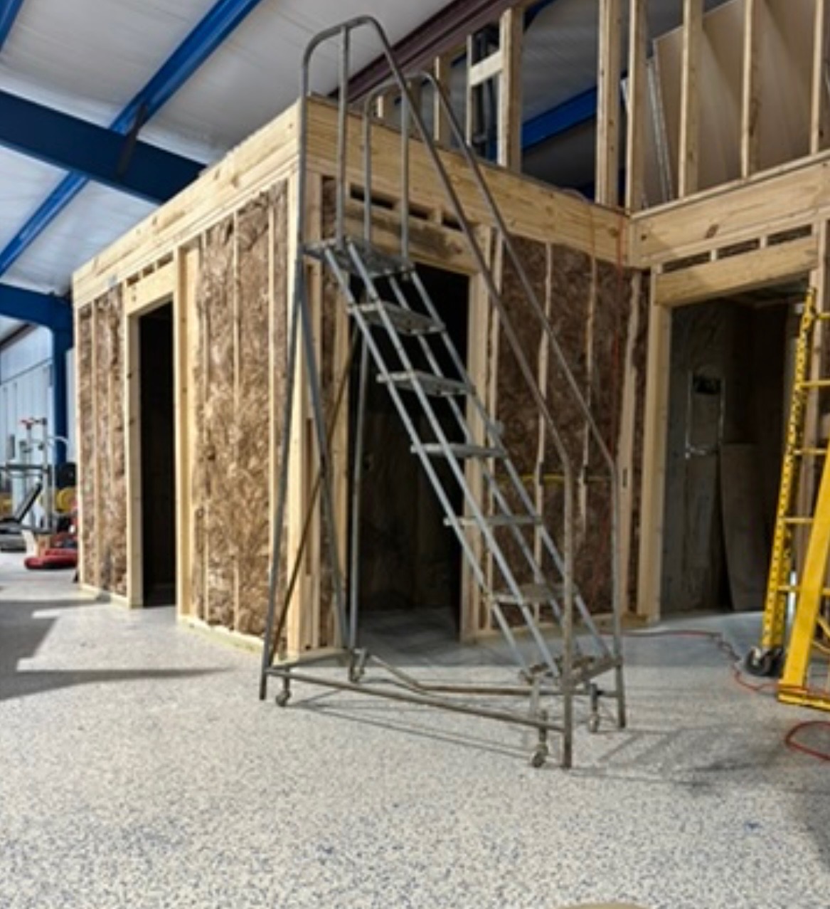 Commercial mezzanine framing build